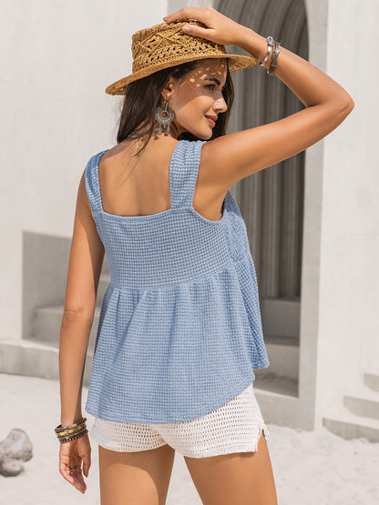 Textured Tied V-Neck Tank