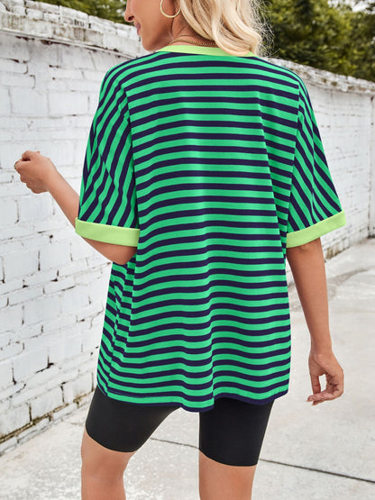 Lovelet Striped Round Neck Half Sleeve T-Shirt