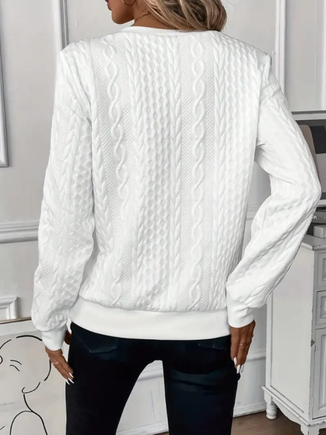 Texture Half Zip Long Sleeve Sweatshirt