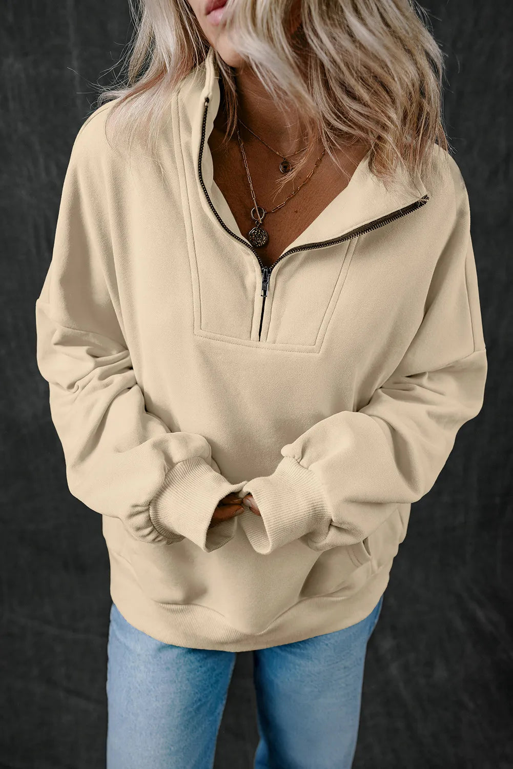 Half Zip Long Sleeve Sweatshirt