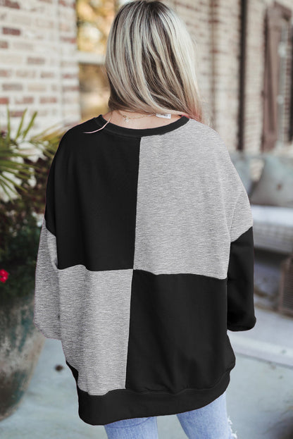 Contrast Half Button Long Sleeve Sweatshirt