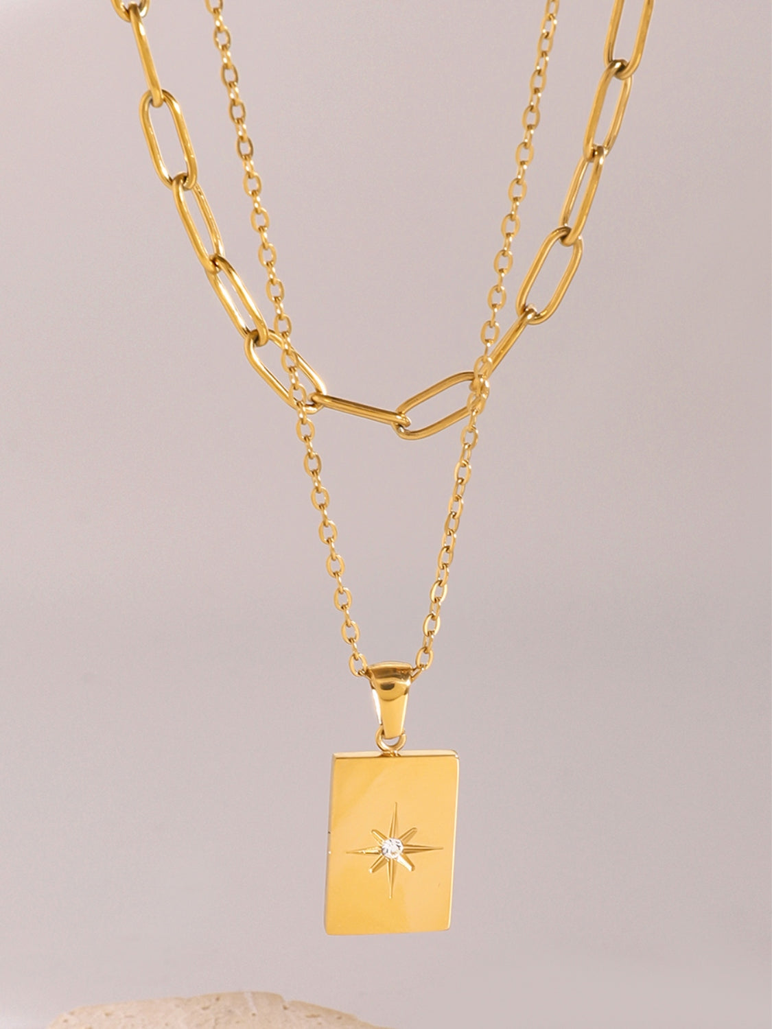 18K Gold-Plated Stainless Steel Double-Layered Necklace