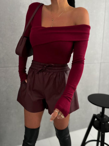 Asymmetrical Single Shoulder Long Sleeve T-Shirt