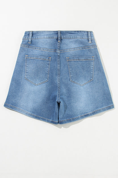 Rhinestone High Waist Denim Shorts