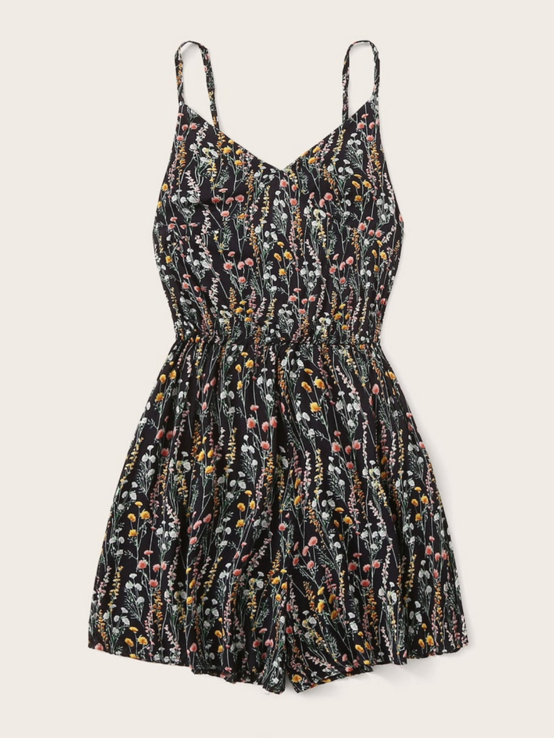 Printed V-Neck Spaghetti Strap Romper