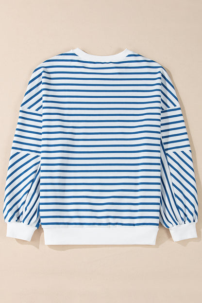 Striped Round Neck Long Sleeve Sweatshirt