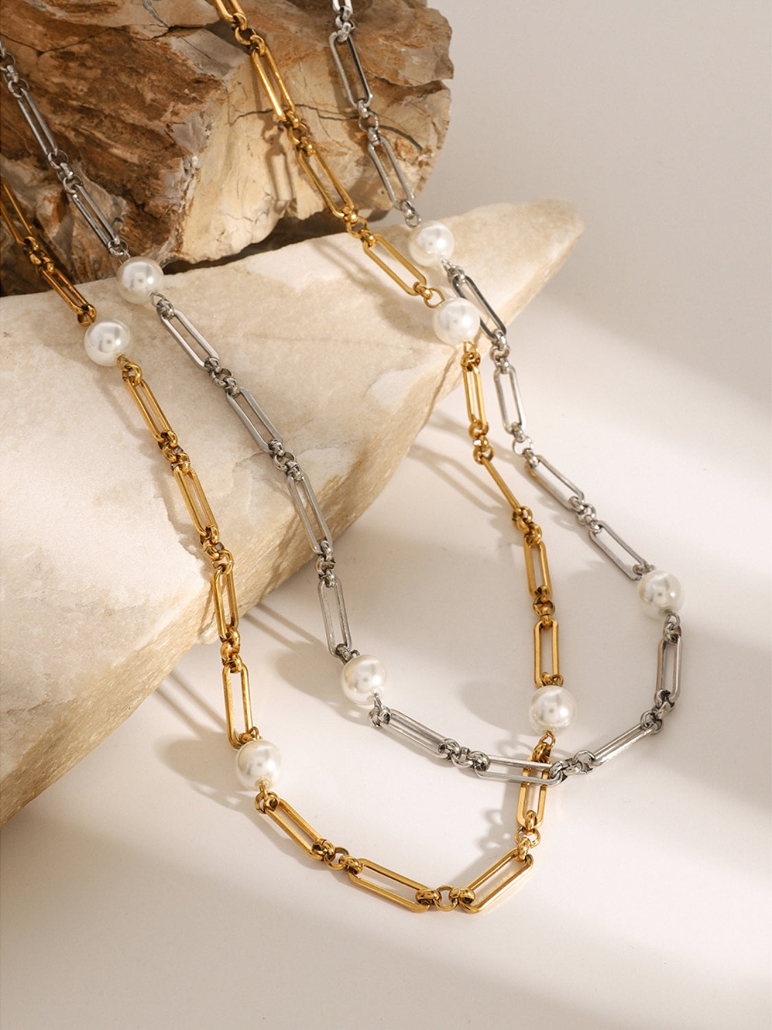 Stainless Steel Pearl Chain Necklace