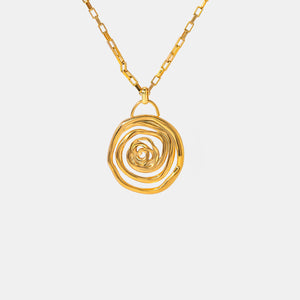 18K Gold-Plated Stainless Steel Spiral Pendant Necklace