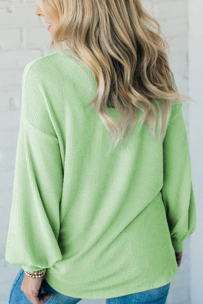 Textured Round Neck Dropped Shoulder Top