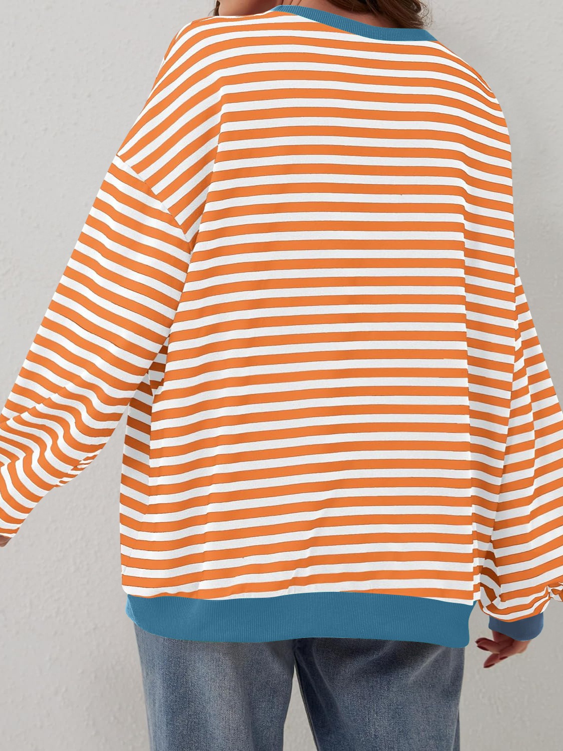 Contrast Striped Long Sleeve Sweatshirt