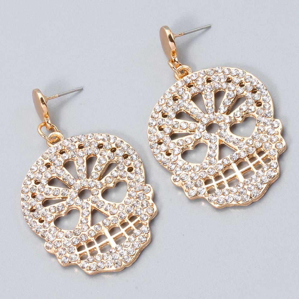 Skull Rhinestone Alloy Earrings