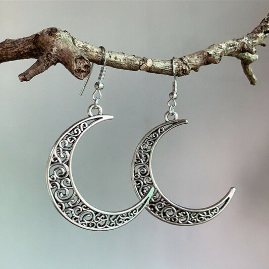 Alloy Cutout Moon Earrings