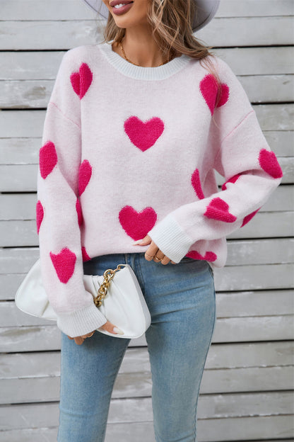 Angel Wings Heart Round Neck Long Sleeve Sweater