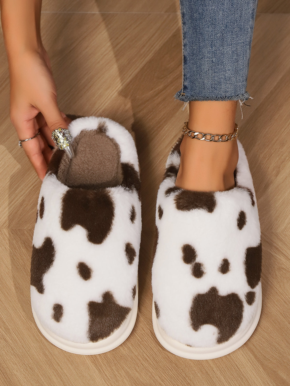 Animal Print Faux Fur Slippers