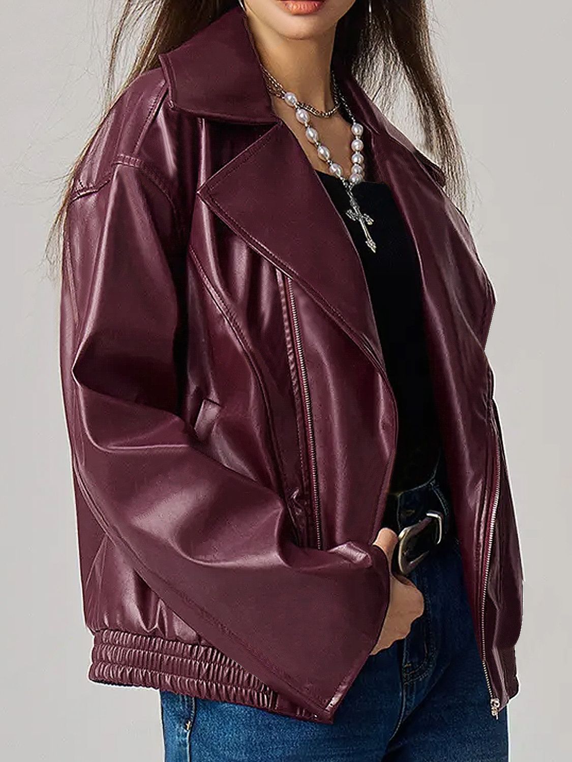 Zip Up Drop Shoulder Jacket