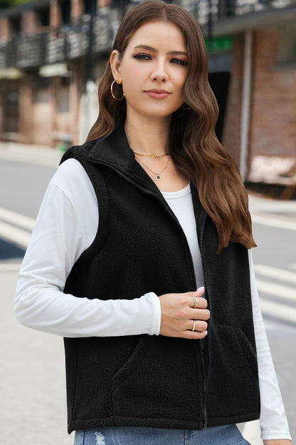 Zip Up Vest Coat with Pockets