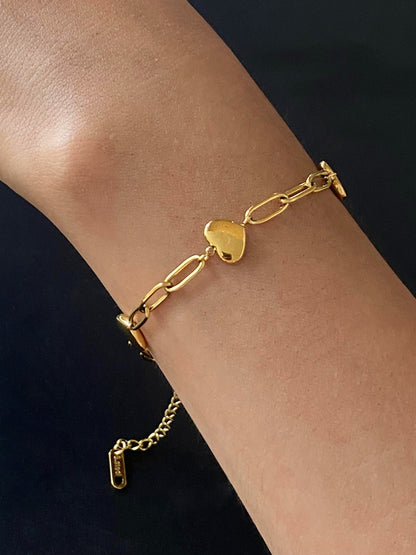 18K Gold-Plated Stainless Steel Heart Bracelet