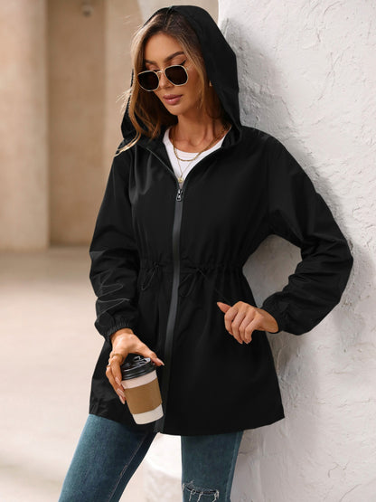 Zip Up Long Sleeve Hooded Jacket