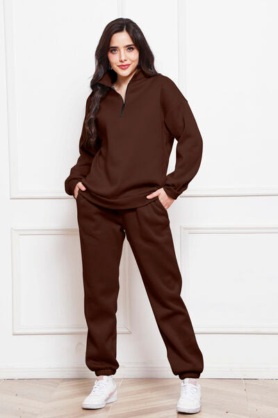 Half Zip Long Sleeve Sweatshirt and Pants Set