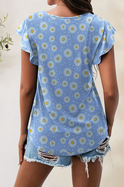 Printed Round Neck Short Sleeve T-Shirt