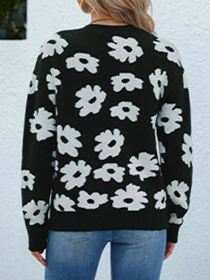 Floral Round Neck Sweater