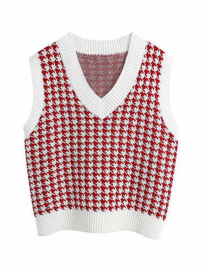 Houndstooth V-Neck Sweater Vet