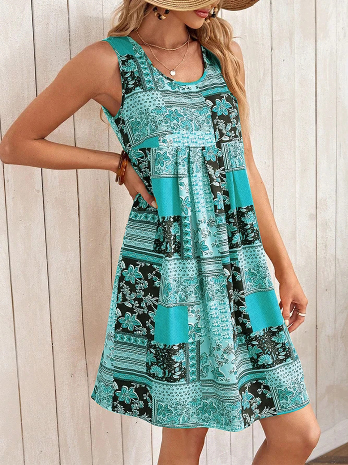 Printed Sleeveless Mini Dress