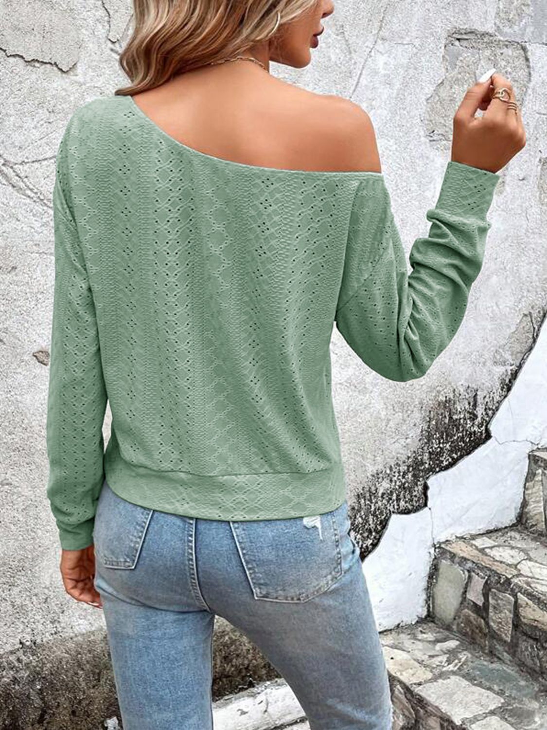 Eyelet Dropped Shoulder Blouse