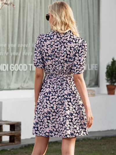 Floral Mock Neck Mini Dress