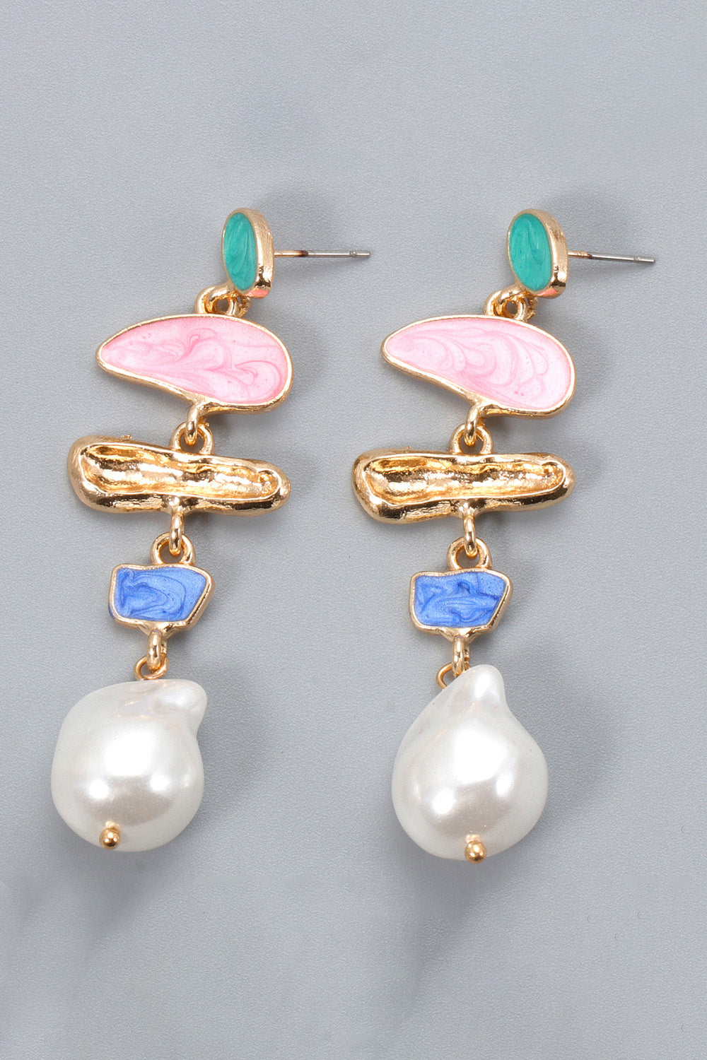 Abnormal Shpae Zinc Alloy Synthetic Pearl Dangle Earrings