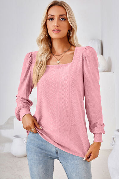 Square Neck Puff Sleeve T-Shirt