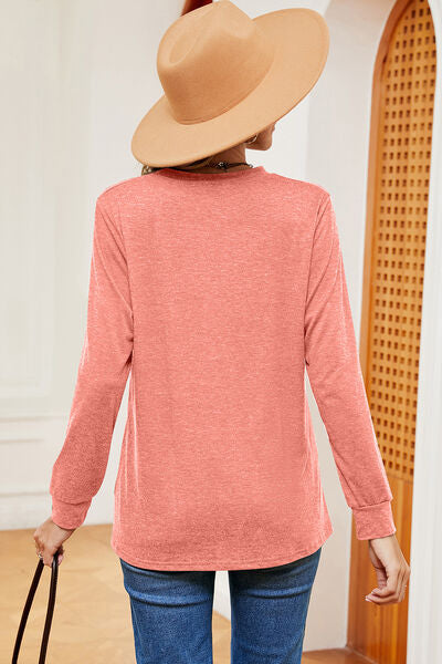 Notched Long Sleeve T-Shirt