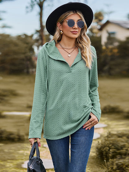 Cable-Knit Hooded Blouse