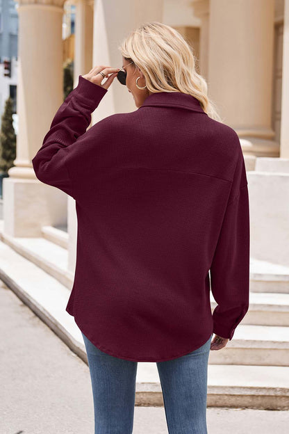 Collared Neck Dropped Shoulder Shirt