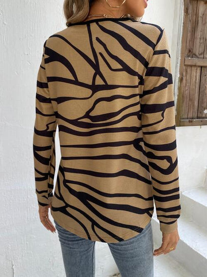 Printed Half Zip Long Sleeve T-Shirt