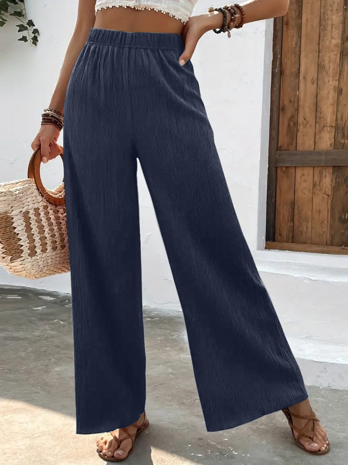 Full Size High Waist Wide Leg Pants