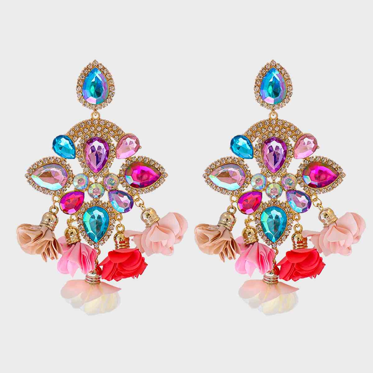 Flower Shape Rhinestone Alloy Dangle Earrings