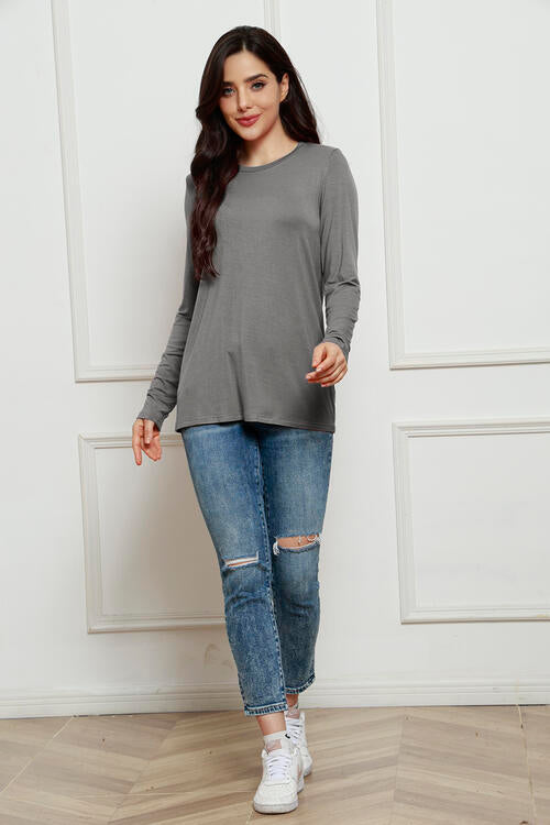 Basic Bae Full Size Round Neck Long Sleeve Top