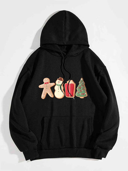 Graphic Drawstring Hoodie with Pocket