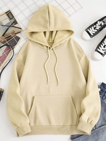 Drawstring Dropped Shoulder Hoodie