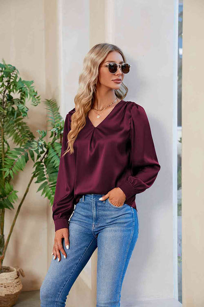 V-Neck Long Sleeve Top