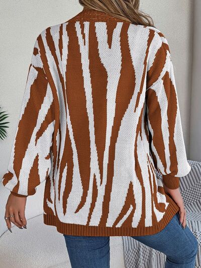 Open Front Animal Print Cardigan