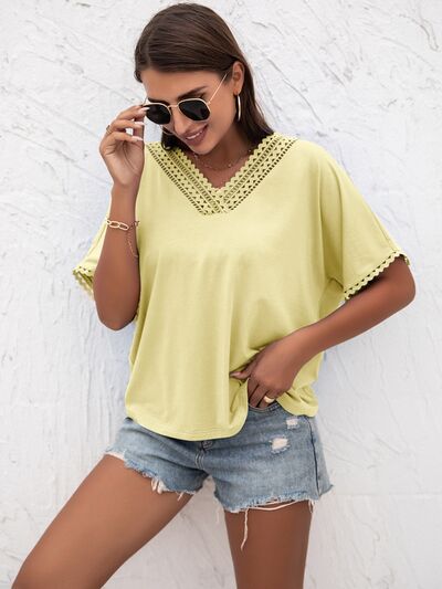 Lace Detail V-Neck T-Shirt