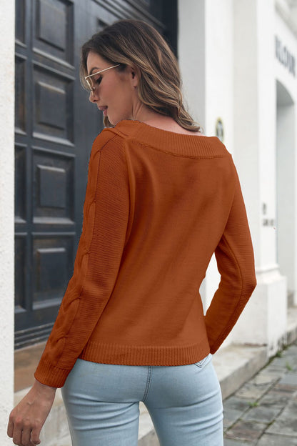 Cable-Knit Long Sleeve Sweater