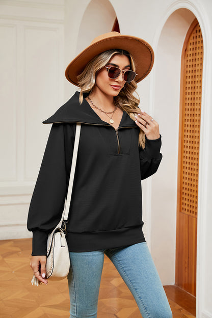 Half-Zip Collared Sweatshirt