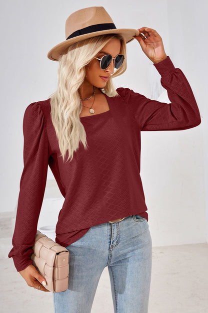 Square Neck Puff Sleeve Blouse