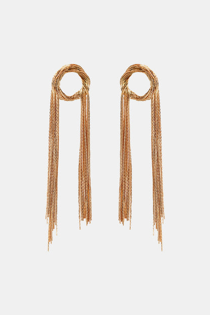 Round Shape Fringed Copper Earrings