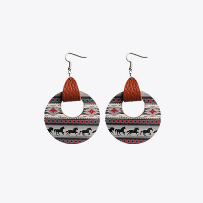 Round Shape Wooden Dangle Earrings