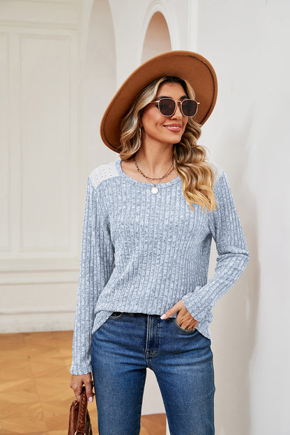 Round Neck Ribbed Top