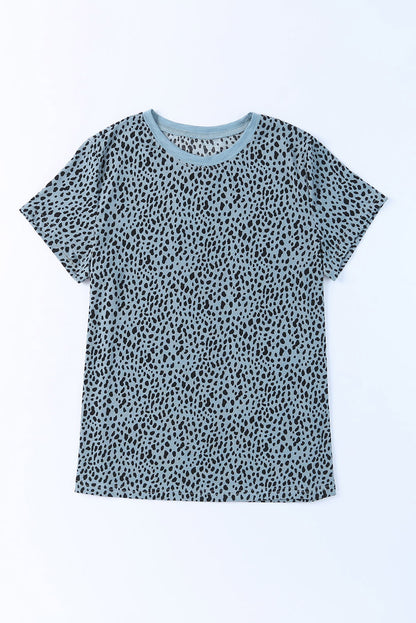 Animal Print Round Neck Short Sleeve T-Shirt